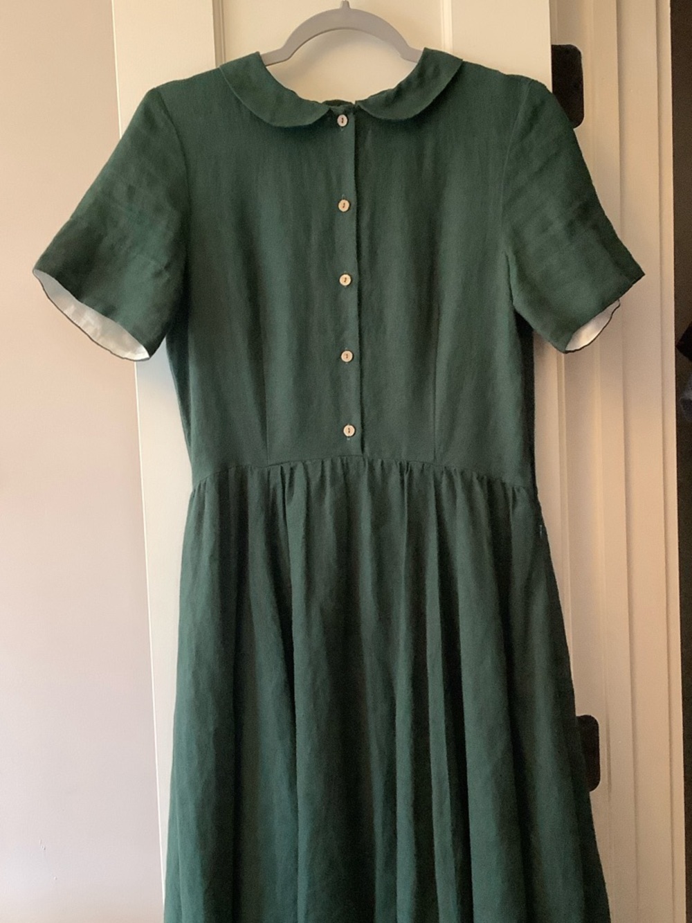Son de Flor Short Sleeve Peter Pan Collar Linen Dress - Picture 3 of 14
